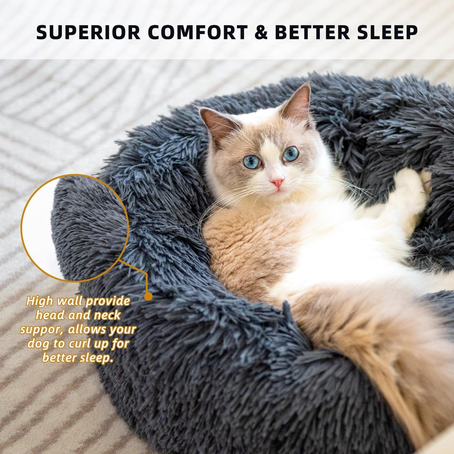 Luxury Plush Donut Pet Bed: Cozy Haven For Small Dogs And Cats