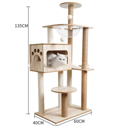 Space Capsule Cat Crawl Nest With Scratching Board - Wooden Pet Toy And Supplies