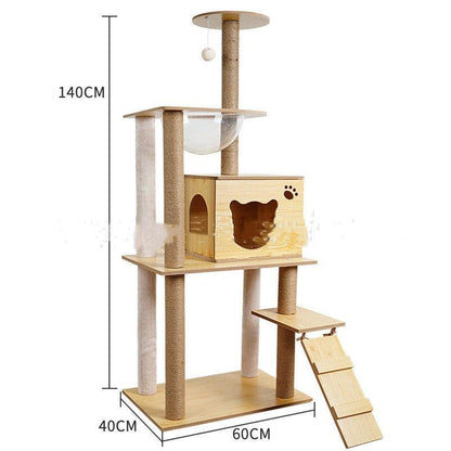 Space Capsule Cat Crawl Nest With Scratching Board - Wooden Pet Toy And Supplies