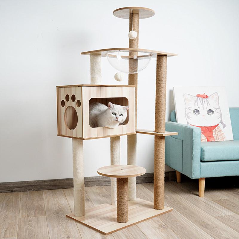Space Capsule Cat Crawl Nest With Scratching Board - Wooden Pet Toy And Supplies