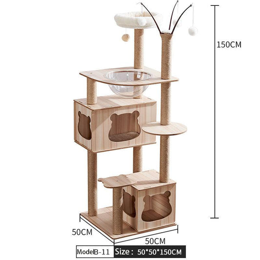 Space Capsule Cat Crawl Nest With Scratching Board - Wooden Pet Toy And Supplies